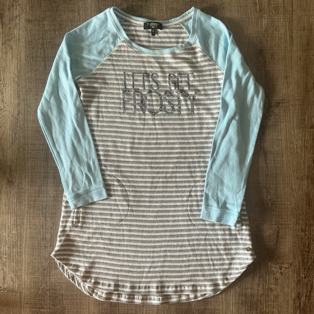 Juicy Couture black label Striped Gray and Blue night shirt M